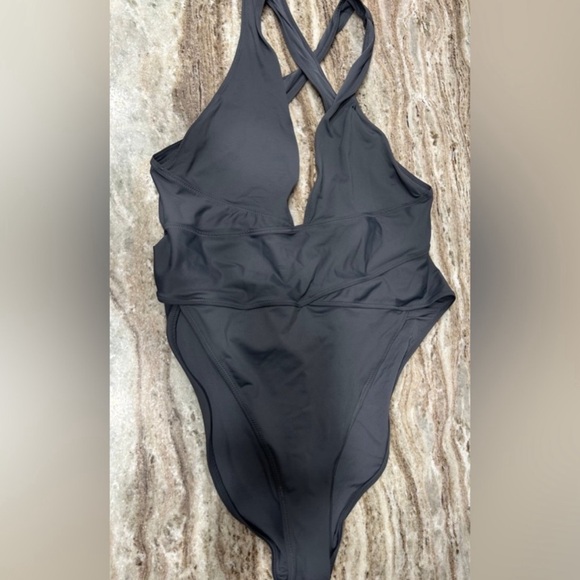 NWT Skims 3x Gunmetal Recycled swim cut out plunge monokini - Picture 5 of 5